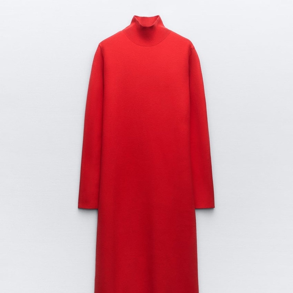 Mock neck knit dress